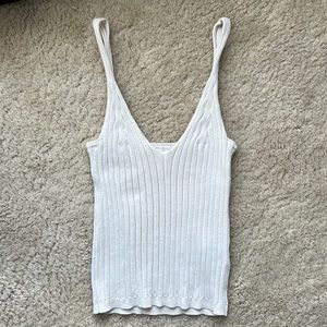 H&M Cream Ribbed Sweater V-Neck Tank - XS